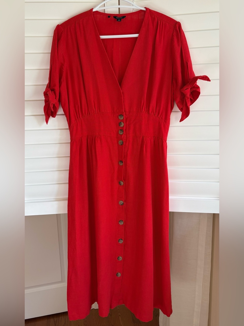 Linen blend dress, red, size small